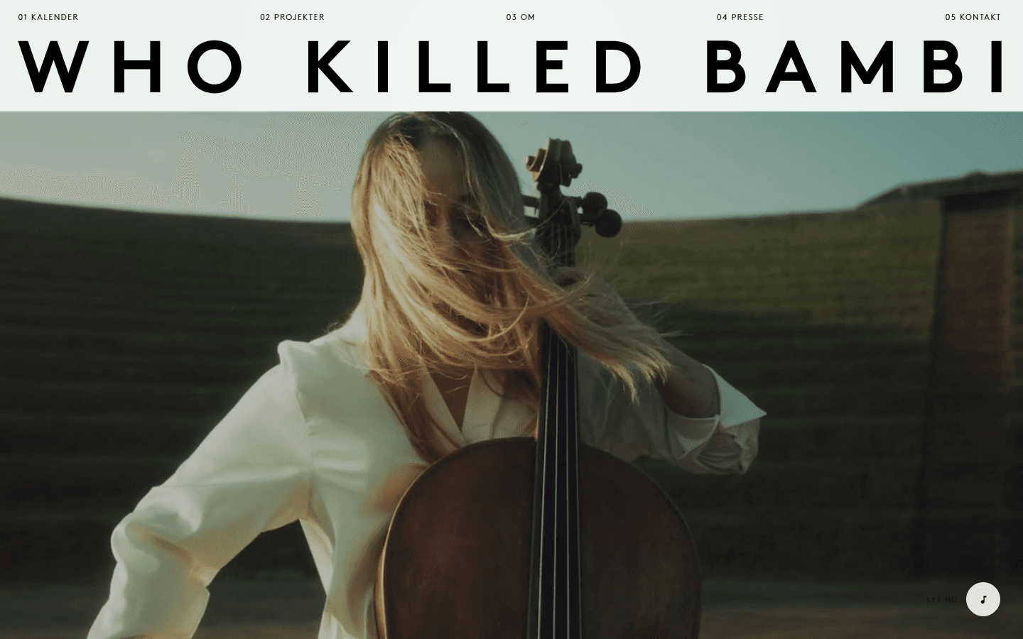 Who Killed Bambis hjemmeside, bygget af StageReady Web